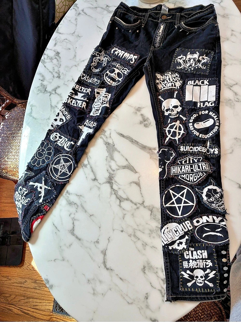Black patchwork Skinny Jeans